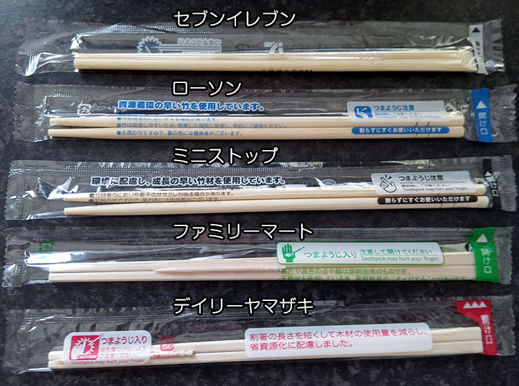 コンビニ主要5社の「割り箸」比較